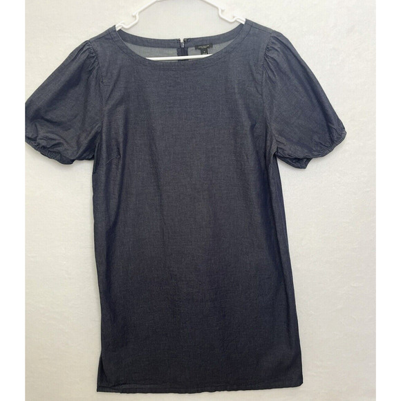 Ann Taylor Factory Blue Chambray Denim Shift Dress Puff Sleeve Size 16 - Picture 1 of 10